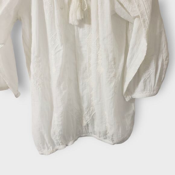 Va Vite Lindsey Tunic White Cotton Embroidered Top Sz 44 (16) Lightweight Sheer - Picture 3 of 14